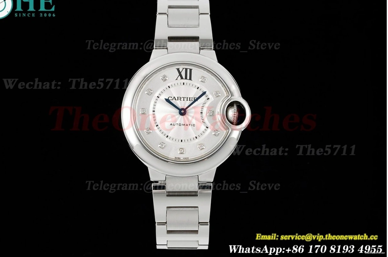 Dia 3KF SS Ballon Bleu 33mm Cartier Wht A076 Ladies SS De 0512